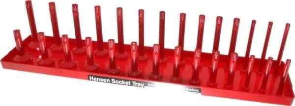 Made in USA - 28 Piece Capacity Deep & Shallow Inch Socket Tray - 1/2" Drive, Red - USA Tool & Supply