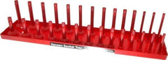 Made in USA - 28 Piece Capacity Deep & Shallow Inch Socket Tray - 1/2" Drive, Red - USA Tool & Supply