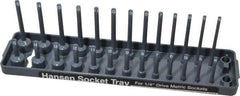 Made in USA - 28 Piece Capacity Deep & Shallow Metric Socket Tray - 1/4" Drive, Gray - USA Tool & Supply