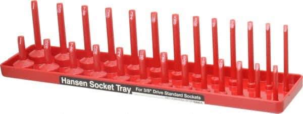 Made in USA - 26 Piece Capacity Deep & Shallow Inch Socket Tray - 3/8" Drive, Red - USA Tool & Supply
