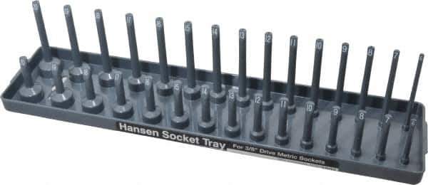 Made in USA - 30 Piece Capacity Deep & Shallow Metric Socket Tray - 3/8" Drive, Gray - USA Tool & Supply