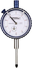 Fowler - 1" Range, 0-100 Dial Reading, 0.001" Graduation Dial Drop Indicator - 2-1/4" Dial, 0.1" Range per Revolution, Revolution Counter - USA Tool & Supply