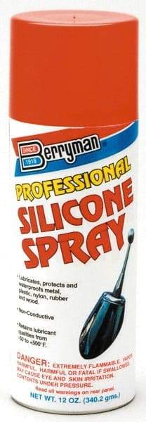 Berryman Products - 12 oz Aerosol Automotive Professional Silicone Spray - Light Hydrotreated Naphtha - USA Tool & Supply