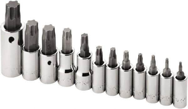 SK - 12 Piece 1/4, 3/8 & 1/2" Drive Torx Bit Socket Set - T10 to T60 Torx - USA Tool & Supply