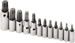 SK - 12 Piece 1/4, 3/8 & 1/2" Drive Torx Bit Socket Set - T10 to T60 Torx - USA Tool & Supply