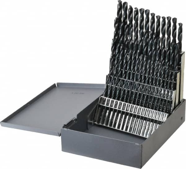 Chicago-Latrobe - 135° Point, Oxide Finish, High Speed Steel Jobber Length Drill Bit Set - USA Tool & Supply