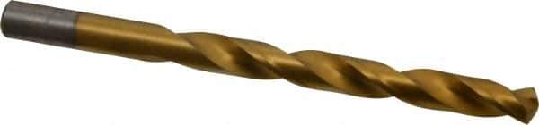 Chicago-Latrobe - 3/8" 135° Cobalt Jobber Drill - TiN Finish, Right Hand Cut, Spiral Flute, Straight Shank, 5" OAL, Split Point - USA Tool & Supply