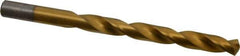 Chicago-Latrobe - 3/8" 135° Cobalt Jobber Drill - TiN Finish, Right Hand Cut, Spiral Flute, Straight Shank, 5" OAL, Split Point - USA Tool & Supply