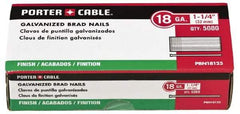 Porter-Cable - 18 Gauge 5/8" Long Brad Nails for Power Nailers - Grade 2 Steel, Galvanized Finish, Brad Head, Chisel Point - USA Tool & Supply