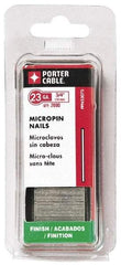 Porter-Cable - 23 Gauge 5/8" Long Pin Nails for Power Nailers - Grade 2 Steel, Galvanized Finish, Straight Stick Collation, Chisel Point - USA Tool & Supply