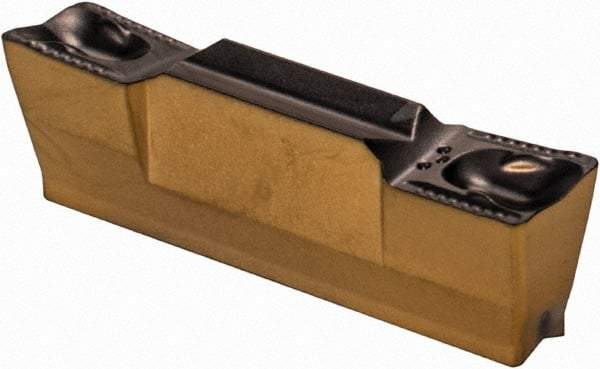 Iscar - 4004GRIP Y Grade IC808, 4mm Cutting Width Carbide Grooving Insert - 2.4mm Max Depth of Cut, Neutral, 0.4mm Corner Radius, TiN/TiAlN Finish - USA Tool & Supply