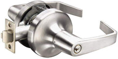 Yale - Light/Medium Duty Entry Lever Lockset - 2-3/4" Back Set, Key in Lever Cylinder, Satin Chrome Finish - USA Tool & Supply