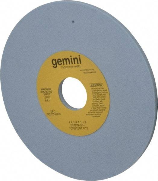 Norton - 7" Diam x 1-1/4" Hole x 1/4" Thick, J Hardness, 80 Grit Surface Grinding Wheel - Aluminum Oxide, Type 1, Medium Grade, 3,600 Max RPM, No Recess - USA Tool & Supply