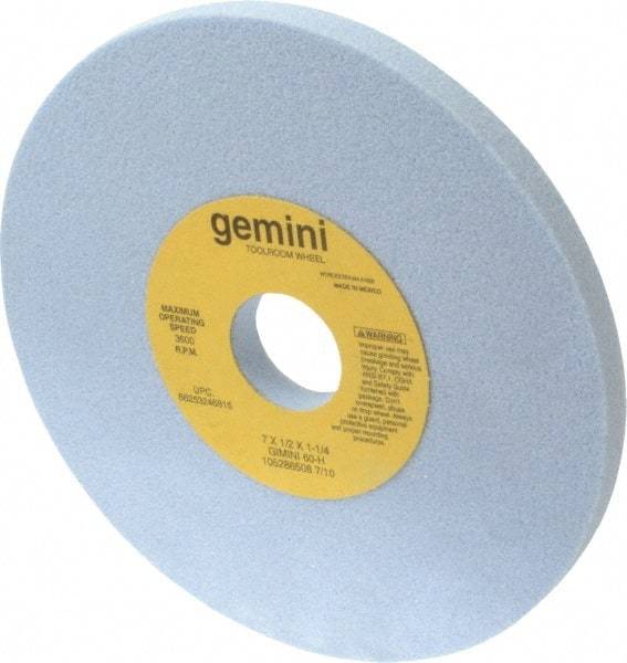 Norton - 7" Diam x 1-1/4" Hole x 1/2" Thick, H Hardness, 60 Grit Surface Grinding Wheel - Aluminum Oxide, Type 1, Medium Grade, 3,600 Max RPM, No Recess - USA Tool & Supply