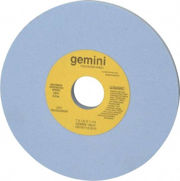 Norton - 7" Diam x 1-1/4" Hole x 1/2" Thick, K Hardness, 100 Grit Surface Grinding Wheel - Aluminum Oxide, Type 1, Fine Grade, 3,600 Max RPM, No Recess - USA Tool & Supply