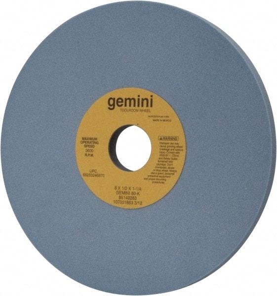 Norton - 8" Diam x 1-1/4" Hole x 1/2" Thick, K Hardness, 80 Grit Surface Grinding Wheel - Aluminum Oxide, Type 1, Medium Grade, 3,600 Max RPM, No Recess - USA Tool & Supply