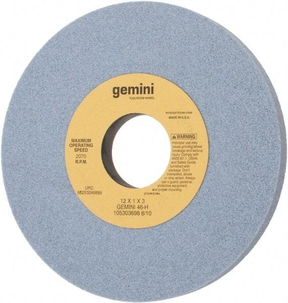 Norton - 12" Diam x 3" Hole x 1" Thick, H Hardness, 46 Grit Surface Grinding Wheel - Aluminum Oxide, Type 1, Coarse Grade, 2,070 Max RPM, No Recess - USA Tool & Supply