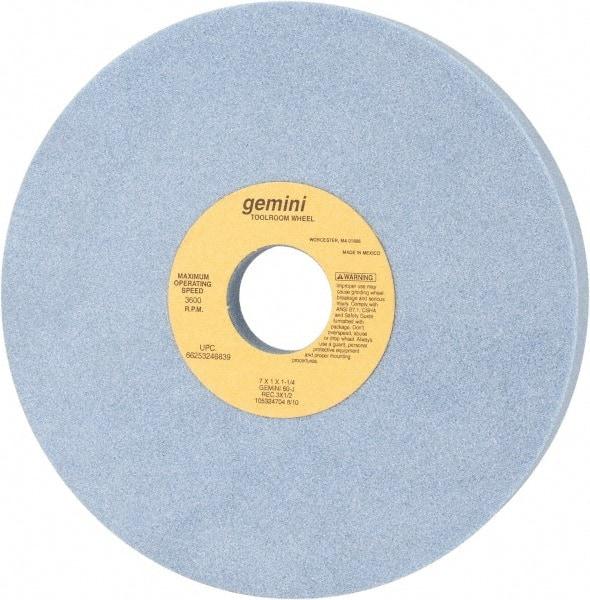 Norton - 7" Diam x 1-1/4" Hole x 1" Thick, J Hardness, 60 Grit Surface Grinding Wheel - Aluminum Oxide, Type 5, Medium Grade, 3,600 Max RPM, One-Side Recess - USA Tool & Supply