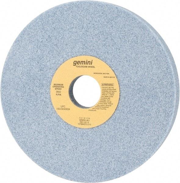 Norton - 7" Diam x 1-1/4" Hole x 1" Thick, I Hardness, 46 Grit Surface Grinding Wheel - Aluminum Oxide, Type 5, Coarse Grade, 3,600 Max RPM, One-Side Recess - USA Tool & Supply