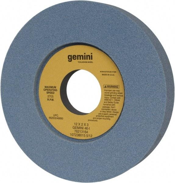 Norton - 12" Diam x 3" Hole x 2" Thick, I Hardness, 46 Grit Surface Grinding Wheel - Aluminum Oxide, Type 7, Coarse Grade, 2,705 Max RPM, Two-Side Recess - USA Tool & Supply