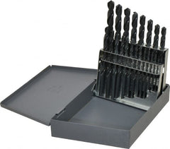 Chicago-Latrobe - 1/16 to 3/8", 118° Point, Oxide Finish, High Speed Steel Jobber Length Drill Bit Set - USA Tool & Supply