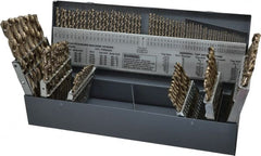 Chicago-Latrobe - 1/16 to 1/2", 135° Point, Gold Finish, Cobalt Jobber Length Drill Bit Set - USA Tool & Supply