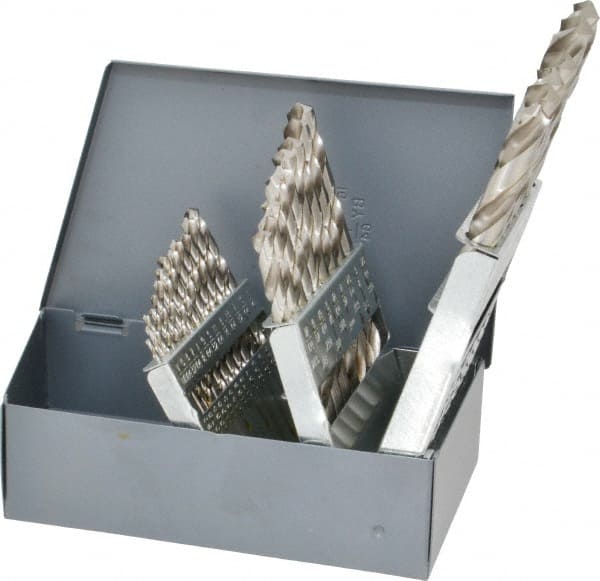 Chicago-Latrobe - 1/16 to 1/2", 118° Point, Bright Finish, High Speed Steel Jobber Length Drill Bit Set - USA Tool & Supply