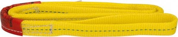 Lift-All - 4' Long x 1" Wide, 3,200 Lb Vertical Capacity, 2 Ply, Polyester Web Sling - 2,500 Lb Choker Capacity, Yellow - USA Tool & Supply
