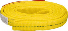 Lift-All - 8' Long x 1" Wide, 3,200 Lb Vertical Capacity, 2 Ply, Polyester Web Sling - 2,500 Lb Choker Capacity, Yellow - USA Tool & Supply
