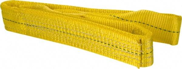 Lift-All - 4' Long x 2" Wide, 6,400 Lb Vertical Capacity, 2 Ply, Polyester Web Sling - 5,000 Lb Choker Capacity, Yellow - USA Tool & Supply
