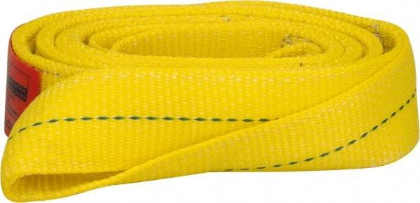 Lift-All - 6' Long x 2" Wide, 6,400 Lb Vertical Capacity, 2 Ply, Polyester Web Sling - 5,000 Lb Choker Capacity, Yellow - USA Tool & Supply