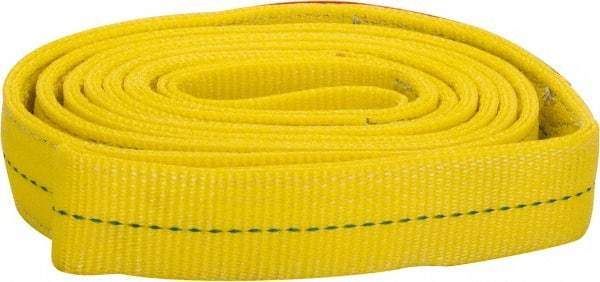 Lift-All - 12' Long x 2" Wide, 6,400 Lb Vertical Capacity, 2 Ply, Polyester Web Sling - 5,000 Lb Choker Capacity, Yellow - USA Tool & Supply