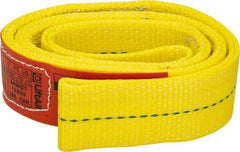 Lift-All - 4' Long x 2" Wide, 6,400 Lb Vertical Capacity, 2 Ply, Polyester Web Sling - 5,000 Lb Choker Capacity, Yellow - USA Tool & Supply