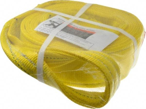 Lift-All - 12' Long x 3" Wide, 8,600 Lb Vertical Capacity, 2 Ply, Polyester Web Sling - 6,900 Lb Choker Capacity, Yellow - USA Tool & Supply
