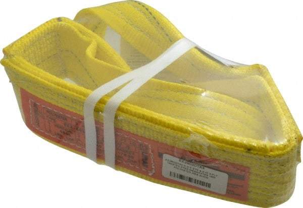 Lift-All - 3' Long x 3" Wide, 8,600 Lb Vertical Capacity, 2 Ply, Polyester Web Sling - 6,900 Lb Choker Capacity, Yellow - USA Tool & Supply