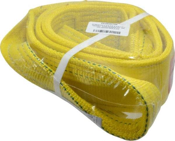 Lift-All - 6' Long x 3" Wide, 8,600 Lb Vertical Capacity, 2 Ply, Polyester Web Sling - 6,900 Lb Choker Capacity, Yellow - USA Tool & Supply