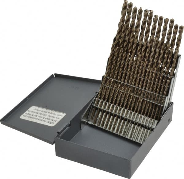 Chicago-Latrobe - 135° Point, Gold Finish, Cobalt Jobber Length Drill Bit Set - USA Tool & Supply