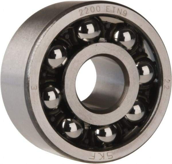 SKF - 10mm Bore Diam, 30mm OD, Open Self Aligning Radial Ball Bearing - 14mm Wide, 2 Rows, Round Bore, 389 Lb Static Capacity, 1,810 Lb Dynamic Capacity - USA Tool & Supply