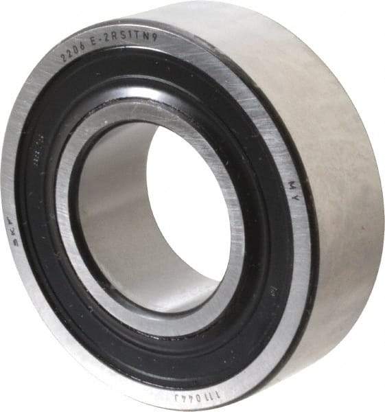SKF - 30mm Bore Diam, 62mm OD, Double Seal Self Aligning Radial Ball Bearing - 20mm Wide, 2 Rows, Round Bore, 1,510 Lb Static Capacity, 5,350 Lb Dynamic Capacity - USA Tool & Supply