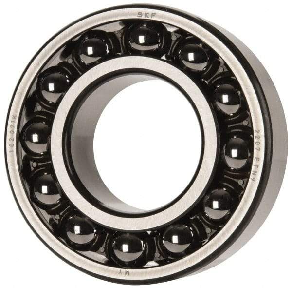 SKF - 35mm Bore Diam, 72mm OD, Open Self Aligning Radial Ball Bearing - 23mm Wide, 2 Rows, Round Bore, 1,980 Lb Static Capacity, 6,900 Lb Dynamic Capacity - USA Tool & Supply