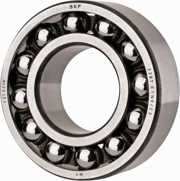 SKF - 35mm Bore Diam, 72mm OD, Open Self Aligning Radial Ball Bearing - 23mm Wide, 2 Rows, Round Bore, 1,980 Lb Static Capacity, 6,900 Lb Dynamic Capacity - USA Tool & Supply