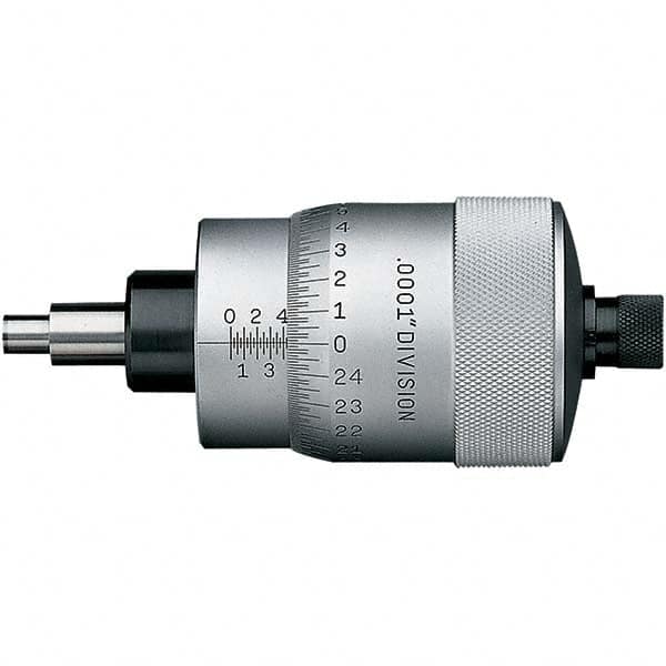 Starrett - 1 Inch, 2-1/16 Inch Plain Thimble, 5/16 Inch Diameter x 1-7/16 Inch Long Spindle, Mechanical Micrometer Head - USA Tool & Supply