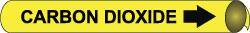 NMC - Pipe Marker with Carbon Dioxide Legend and Arrow Graphic - 1-1/8 to 2-3/8" Pipe Outside Diam, Black on Yellow - USA Tool & Supply