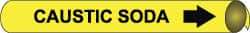 NMC - Pipe Marker with Caustic Soda Legend and Arrow Graphic - 10 to 10" Pipe Outside Diam, Black on Yellow - USA Tool & Supply