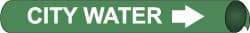 NMC - Pipe Marker with City Water Legend and Arrow Graphic - 1-1/8 to 2-3/8" Pipe Outside Diam, White on Green - USA Tool & Supply