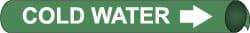 NMC - Pipe Marker with Cold Water Legend and Arrow Graphic - 6 to 8" Pipe Outside Diam, White on Green - USA Tool & Supply