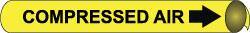 NMC - Pipe Marker with Compressed Air Legend and Arrow Graphic - 6 to 8" Pipe Outside Diam, Black on Yellow - USA Tool & Supply