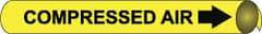 NMC - Pipe Marker with Compressed Air Legend and Arrow Graphic - 1-1/8 to 2-3/8" Pipe Outside Diam, Black on Yellow - USA Tool & Supply