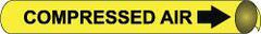 NMC - Pipe Marker with Compressed Air Legend and Arrow Graphic - 4-5/8 to 5-7/8" Pipe Outside Diam, Black on Yellow - USA Tool & Supply