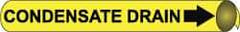 NMC - Pipe Marker with Condensate Drain Legend and Arrow Graphic - 6 to 8" Pipe Outside Diam, Black on Yellow - USA Tool & Supply